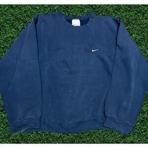 90s Nike Crewneck Sweatshirt Navy Blue Minimal Size - M